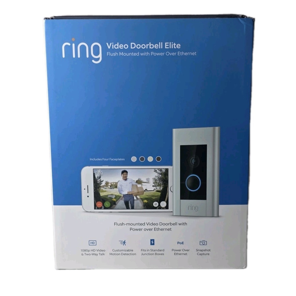 Ring Video Doorbell Elite Black Wired HD Security Camera - BRAND NEW SEALED